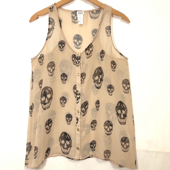 Charming Charlie Tops - Charming Charlie Sheer Skull Tank Top S
